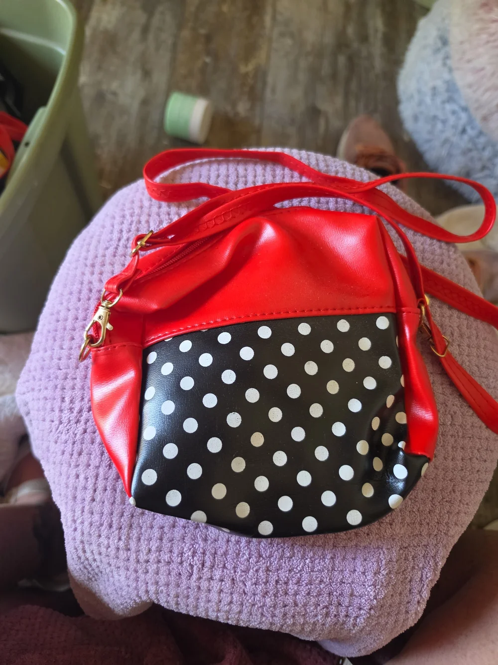 Kids Red Polka Dot Crossbody Bag with Bow Accent
